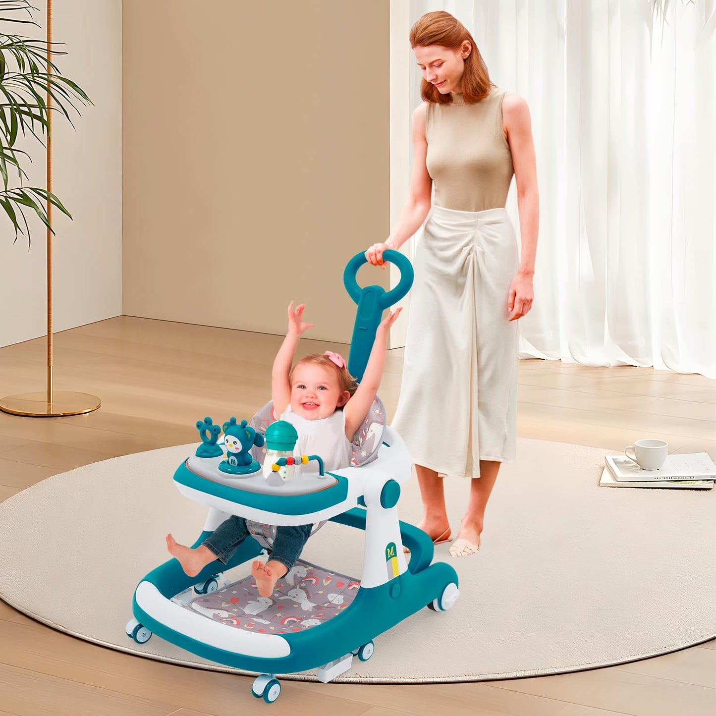Baby walker, 3-in-1 walker from sitting to standing, multiple removable modes, entertainment-learning baby activity table for babies, boys, and girls.