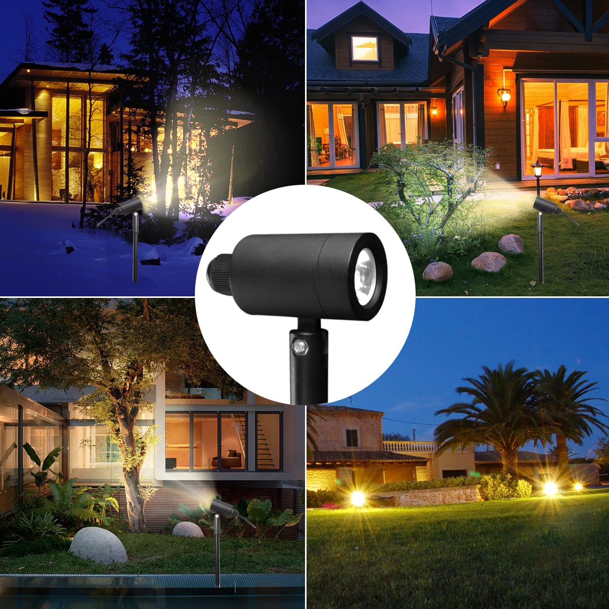 CHNXU 4-piece LED garden lighting 3W garden light IP67 waterproof warm white 3000K 180LM height adjustable garden lamp garden spotlight with 12V power supply for outdoor trees, meadows, gardens, lawns, yards.