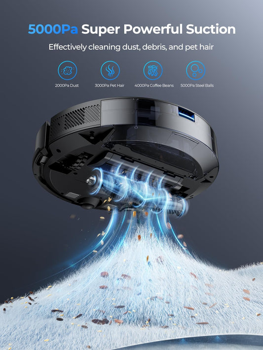 Laresar Clean robot vacuum with mopping function, LiDAR navigation, live map, 5000Pa suction power Mars01 up to 180min, perfect for pet hair, carpet, hard floors.