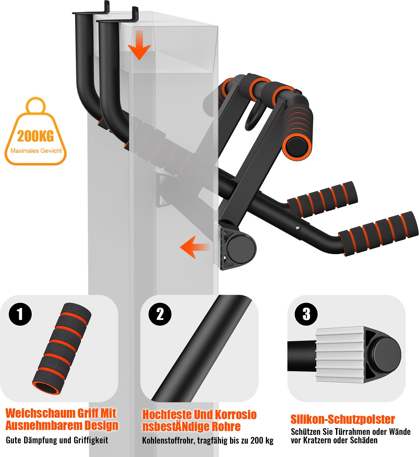 AmazeFan Doorway Pull Up Bar, 2024 Upgrade with various grip options, With Additional Suspension Trainer, Universally applicable for most doors.