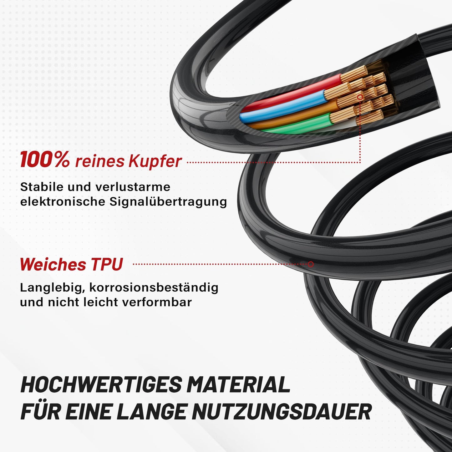 RED WOLF Trailer Cable 13 Pin with Plug 1.8M, 13 Pin Trailer Plug to 13 Pin Plug Adapter Cable for Trailer Caravan Motorhome Bike Carrier Truck Wiring Harness 13 Pin Spiral Cable