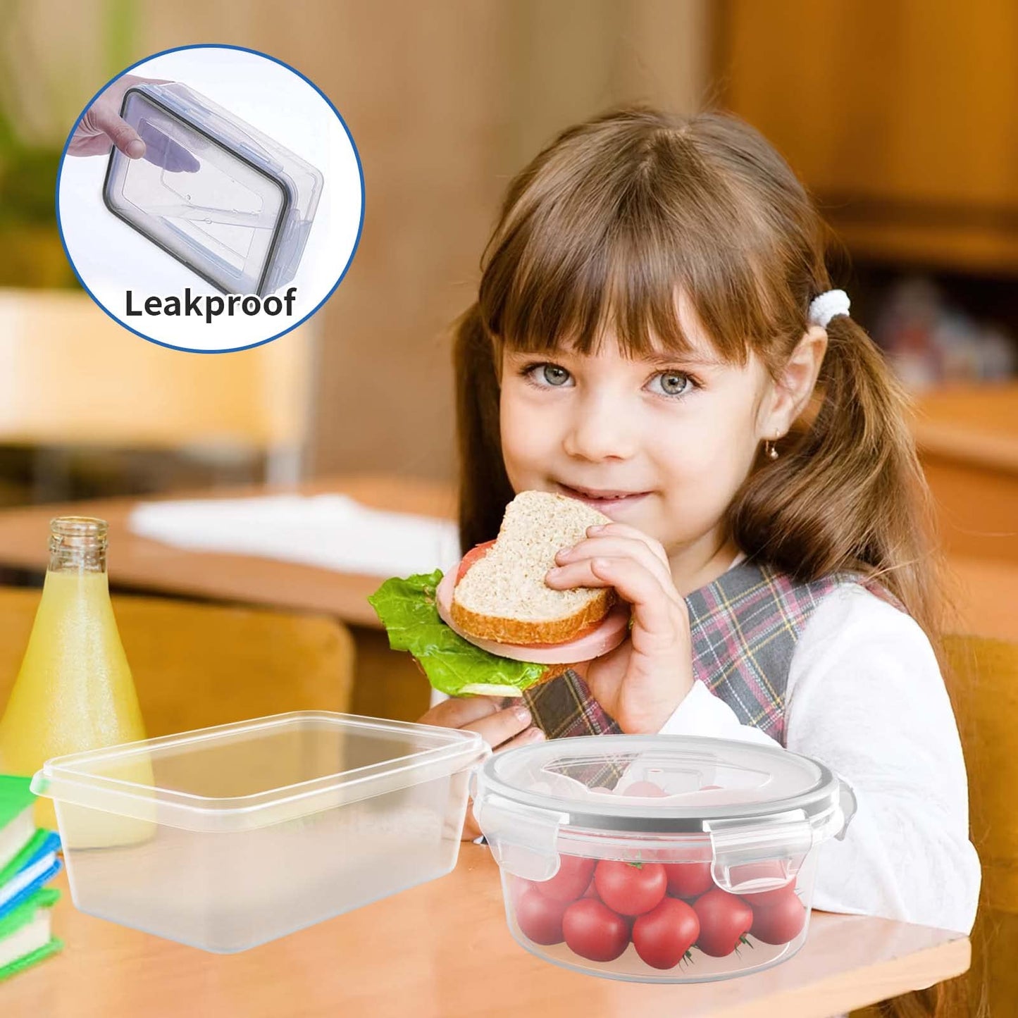 32-piece set of Withosent airtight plastic food containers with lids (16 containers + 16 lids). Perfect for storing food in the fridge, freezer, or microwave. Available in various sizes ranging from 1L to 350ml.
