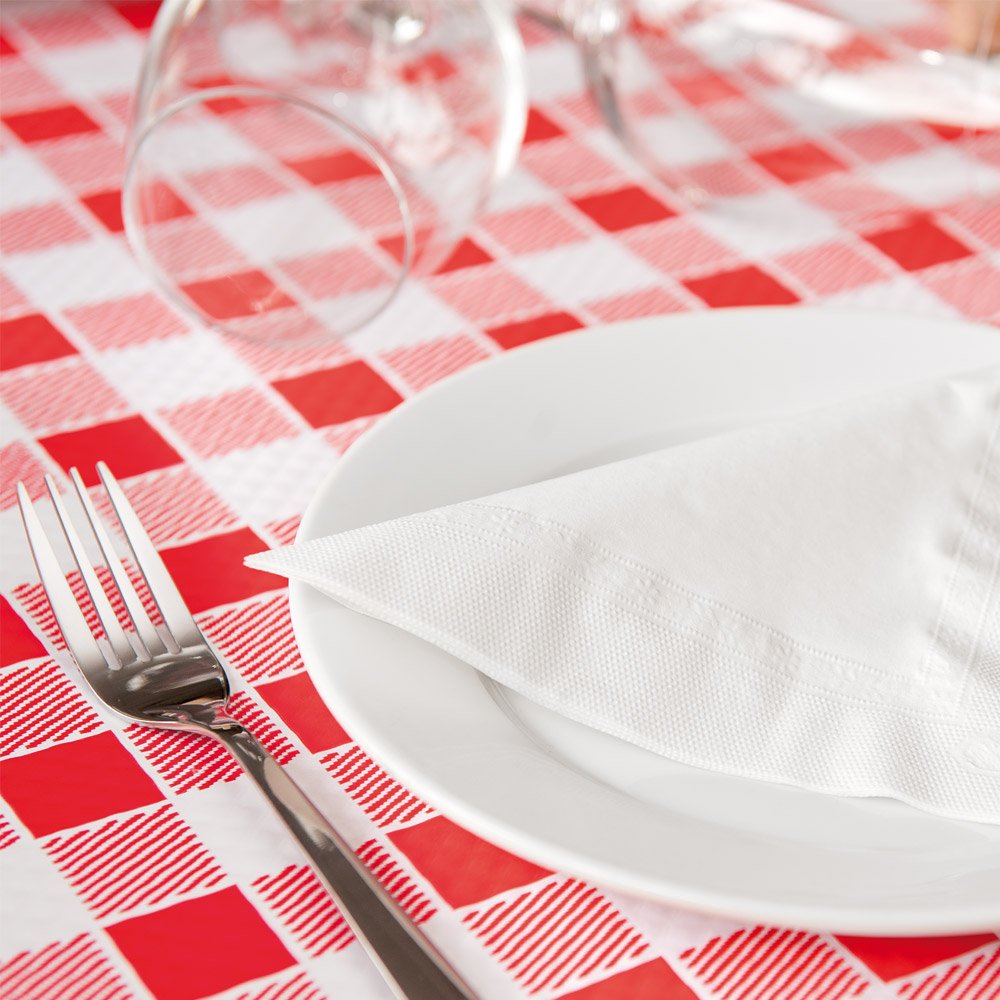 Tablecloth Aneto in roll "Vichy Red" 48 g/m2 1.20x100 m white cellulose - 1 unit.