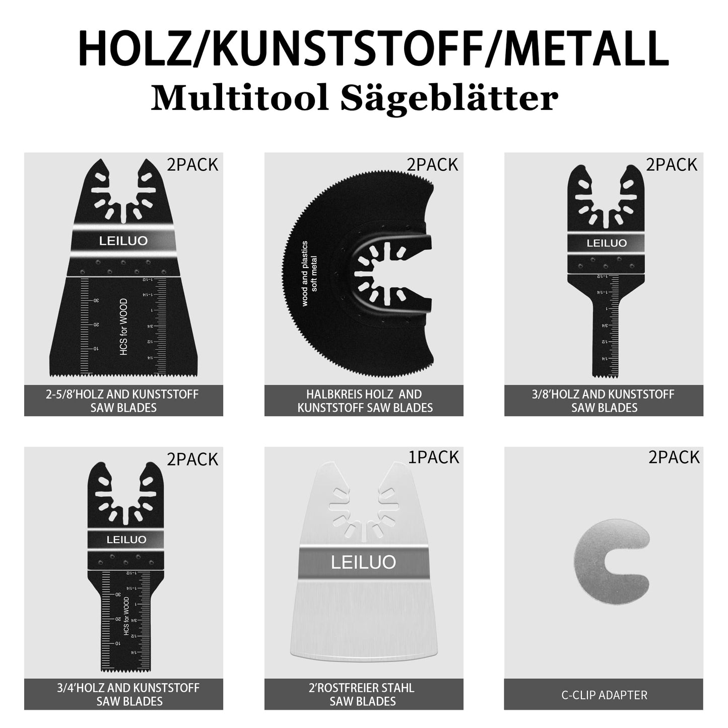 Multi-tool saw blades LEILUO 31pcs wood plastic metal multi-function tool accessories set Packed in a storage bag for Makita Einhell Dewalt Parkside Ryobi AEG and more