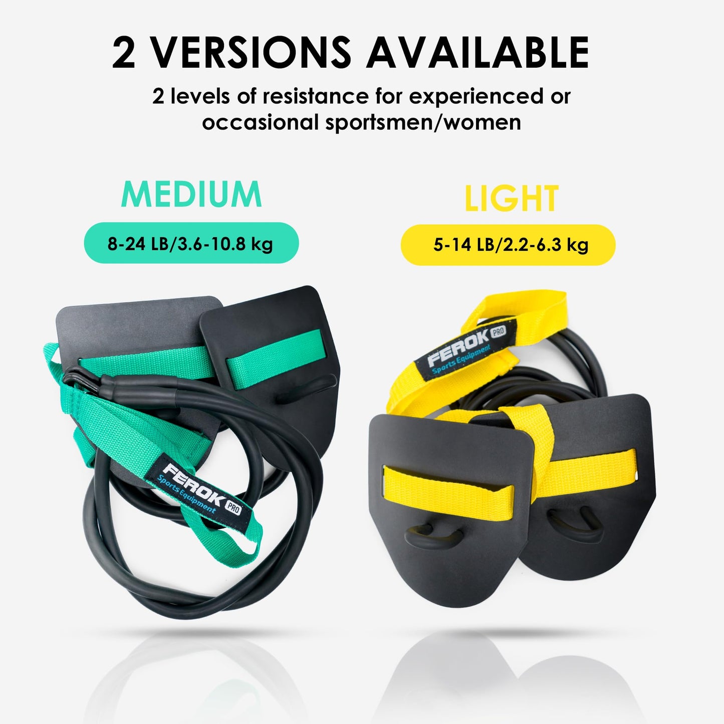 Ferok Pro - Drawstring Swimming Paddles - Fitness Resistance Band with cords and hand paddles - Ideal for home body training - Swimming training - Medium version