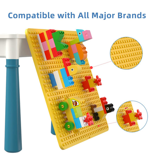 burgkidz Kids Table with Chairs, Children's Play Table with 1 Chair and 130 Large Building Blocks, Creative Construction Toy for Boys and Girls from 2 Years, Macaron.