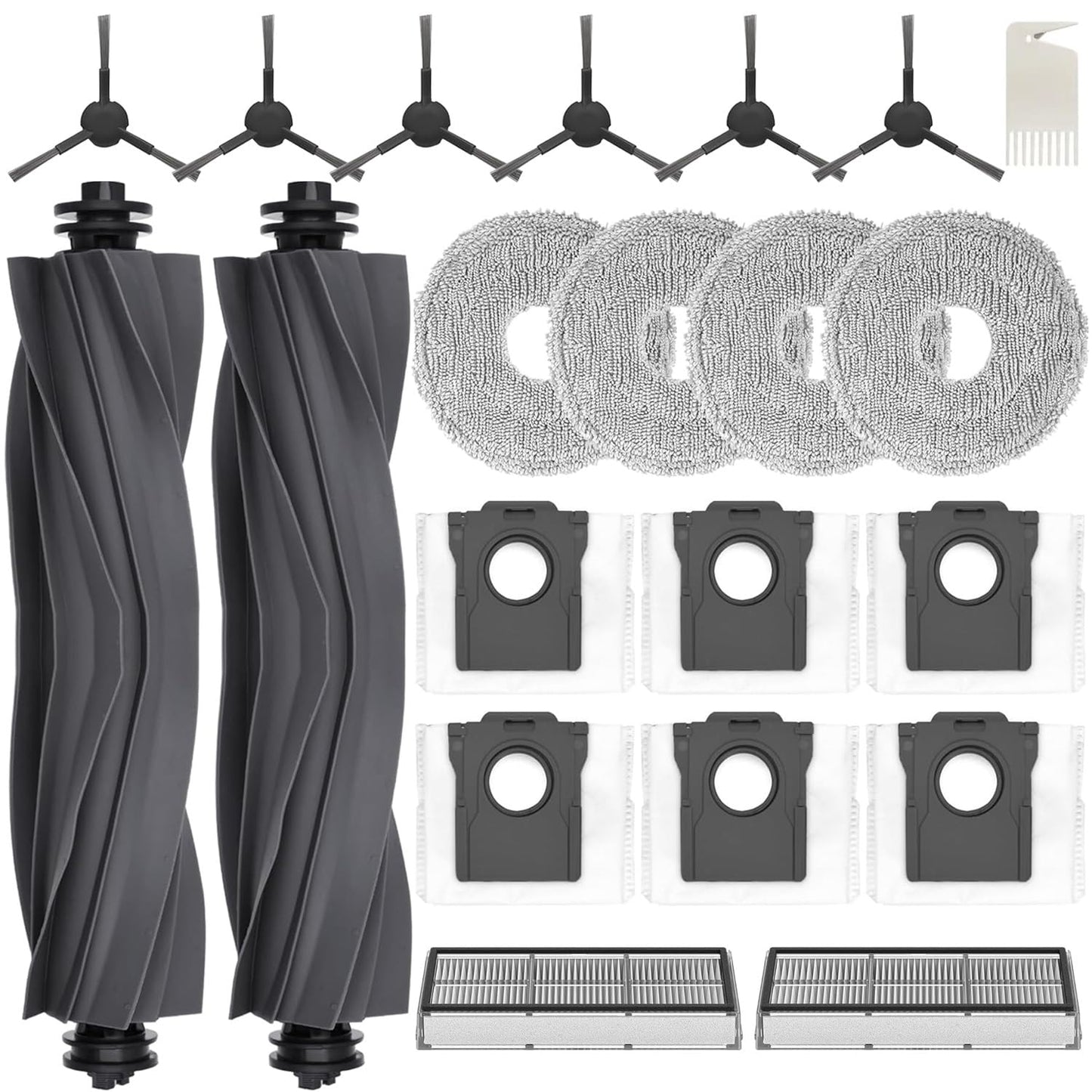 Accessory set for Dreame L10s Ultra Gen 2/ L10s Pro Ultra Heat/ X30 Ultra/MOVA E30 Ultra, includes 2*roller brush, 6*dust bags, 4*mop cloths, 6*side brushes, 2*filters.