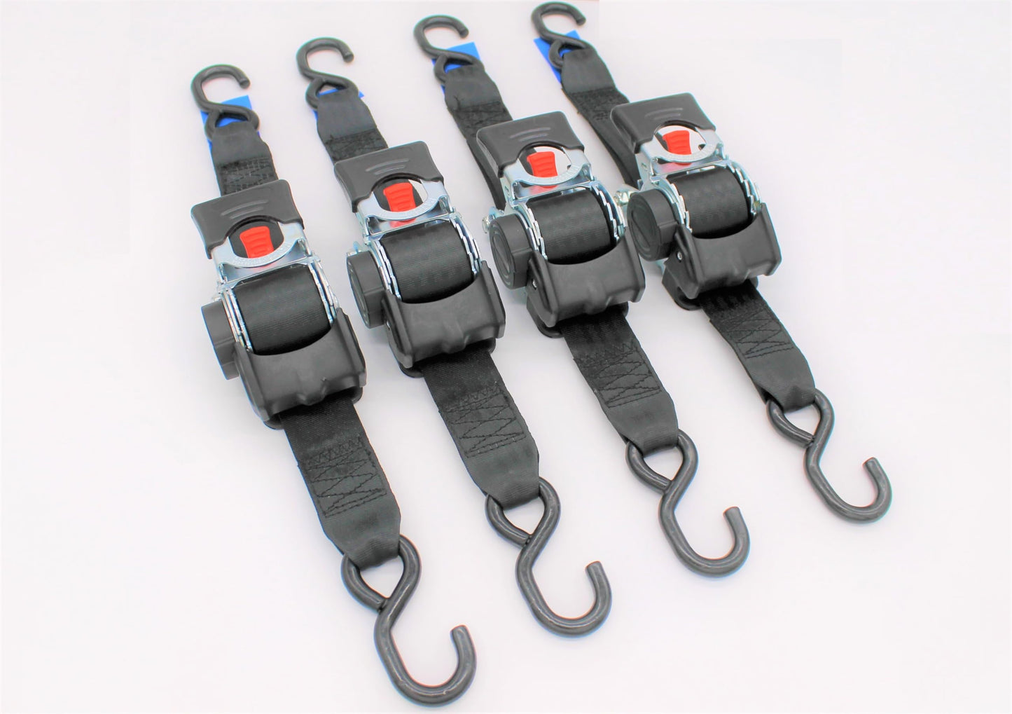 4 Automatic Ratchet Tie-Down Straps with S-Hooks 3.0m x 50mm 750/1500 daN