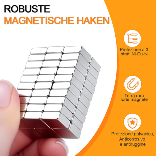 60 small powerful magnets, 10x10x4mm neodymium magnets, extra strong. The N-pole direction of the rectangular magnet is marked with "I". Ideal for kitchen cabinets and magnetic boards.