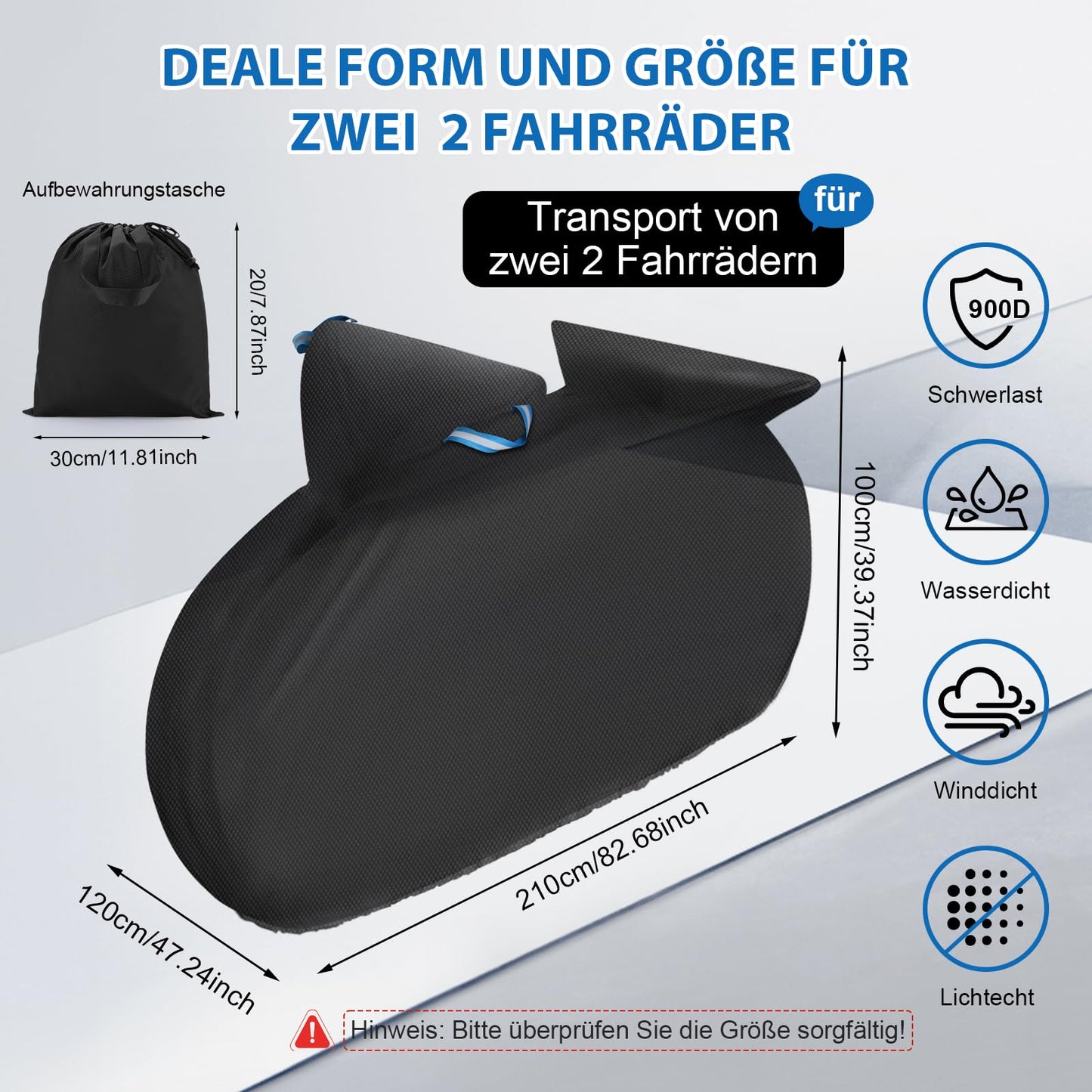 Bike cover for transporting 2 bikes - Wemjaly 900D Heavy Duty bike covers rear carrier outdoor waterproof PU coating bicycle tarp, with 6M elastic cord/storage bag.