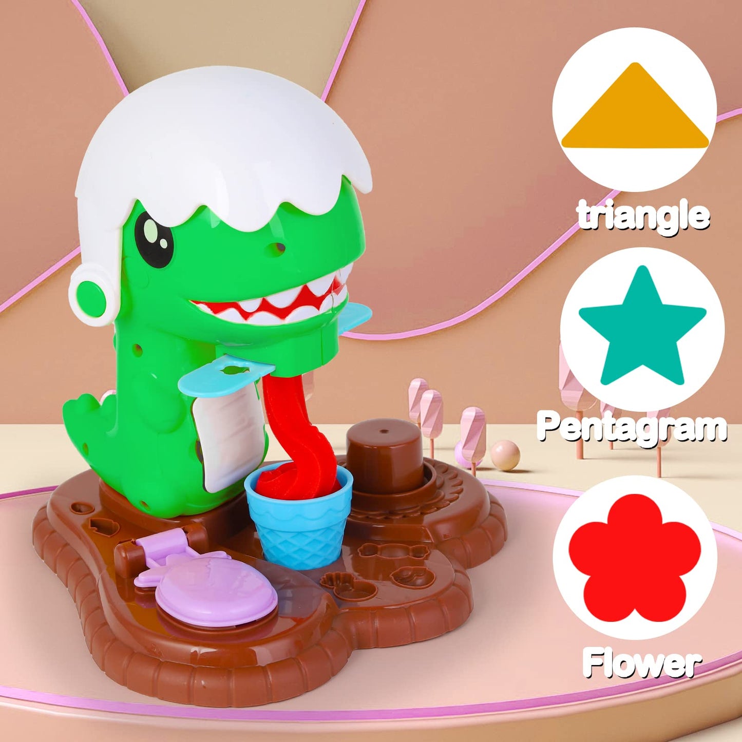 Herefun dough accessories set, Kitchen Creations dough tools for kids with 5 dough, kids' dough with accessories, Dinosaur Kitchen Dough Set for kids 4+ years old Christmas Birthday Gift