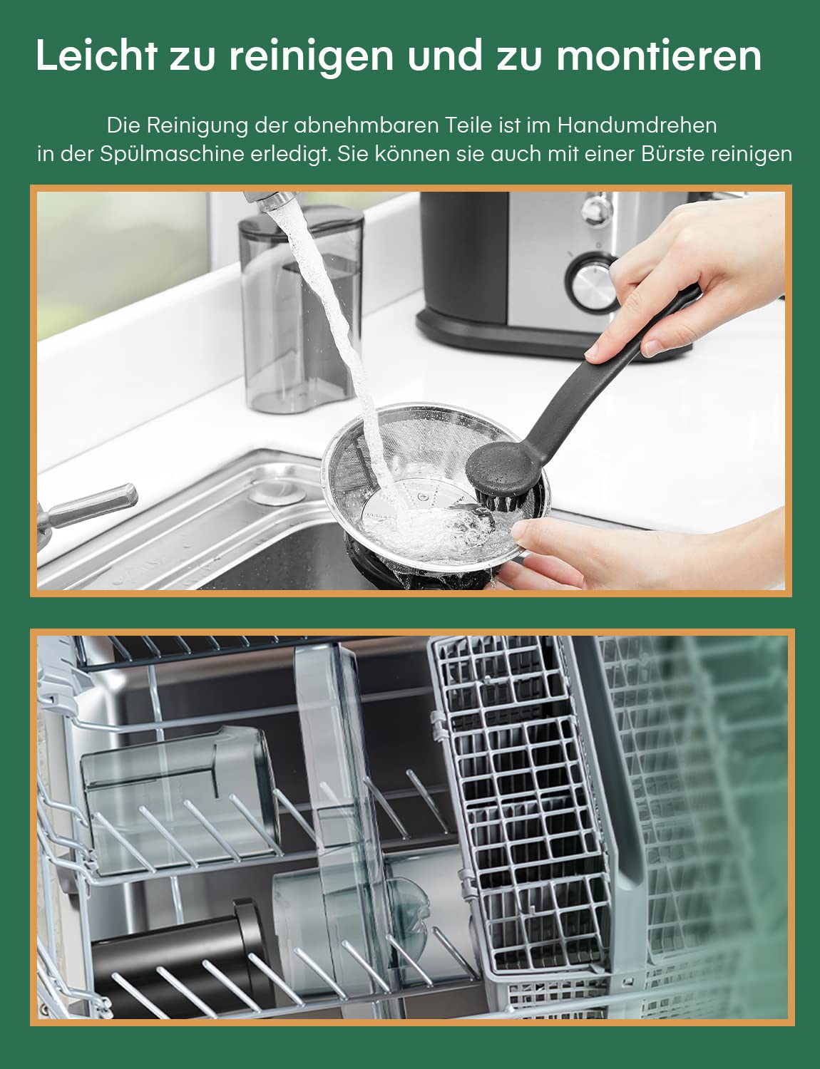 Julist Juicer for Vegetables and Fruits, Up to 800W Juicer with Large Feed Chute (65mm), 2 Speed Settings, Anti-Drip System & Anti-Slip Feet, Easy to use and clean 600W