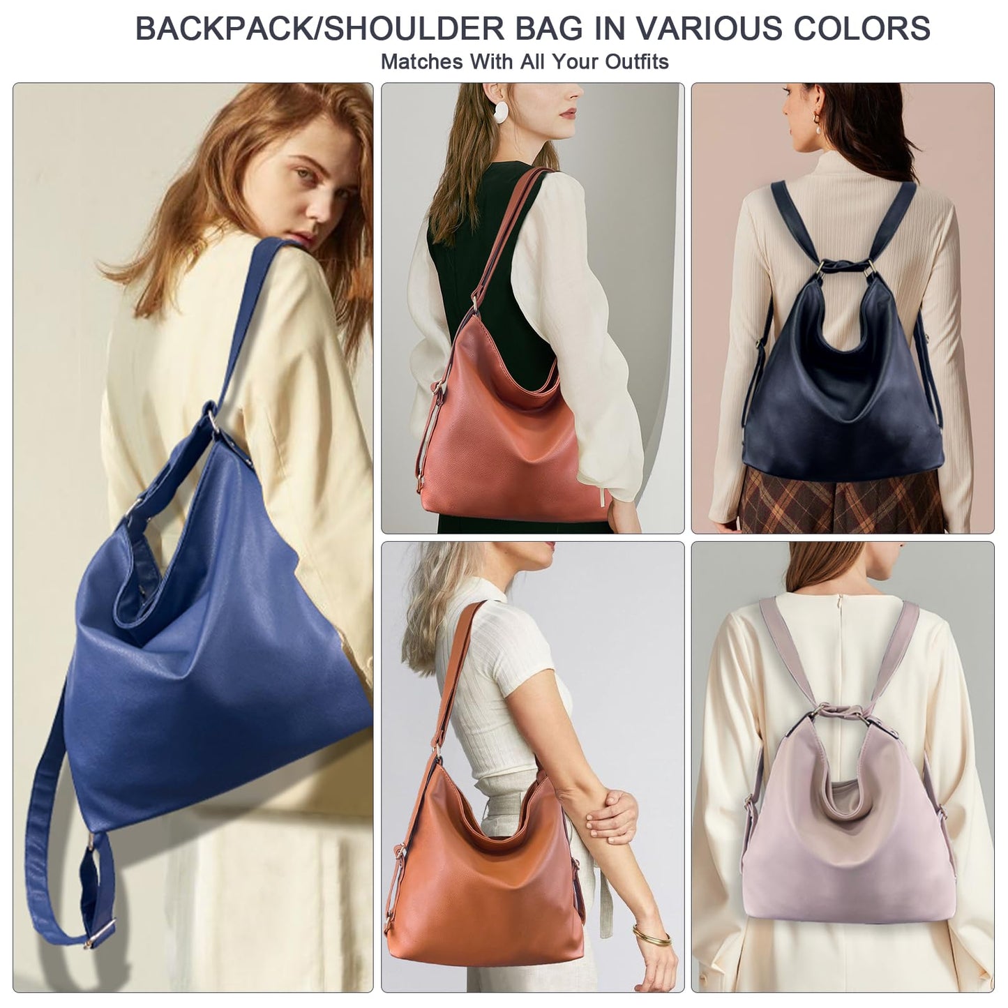 ARNTY Backpack Women, Handbag Backpack Bag 2 in 1 Women, Elegant Women's Backpack, Shoulder Bag Women for Work, Travel, Outing (Blue)