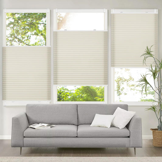 Home Plisse without drilling clampfix B55 x H120 cm Beige, pleated blinds for windows and doors, Easyfix pleated roller blind with clamp bracket sun protection and privacy translucent roller