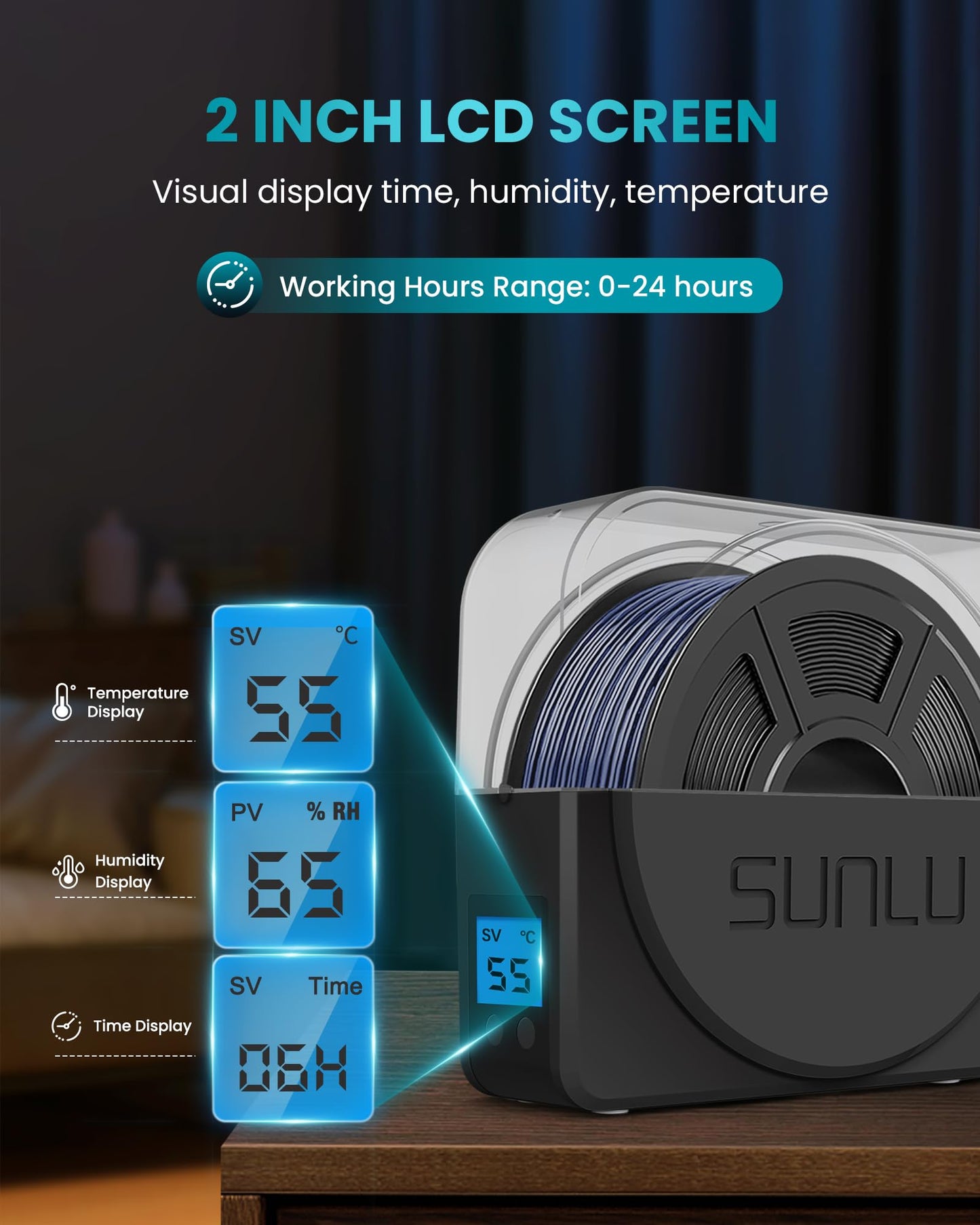SUNLU Official Filament Dryer S1 PLUS with Fan, Moisture-Free Dry Box for 3D Printer Filament, Easy-to-Use Portable, PLA PETG ABS TPU Filament Dry Box SUNLU S1+ (White)