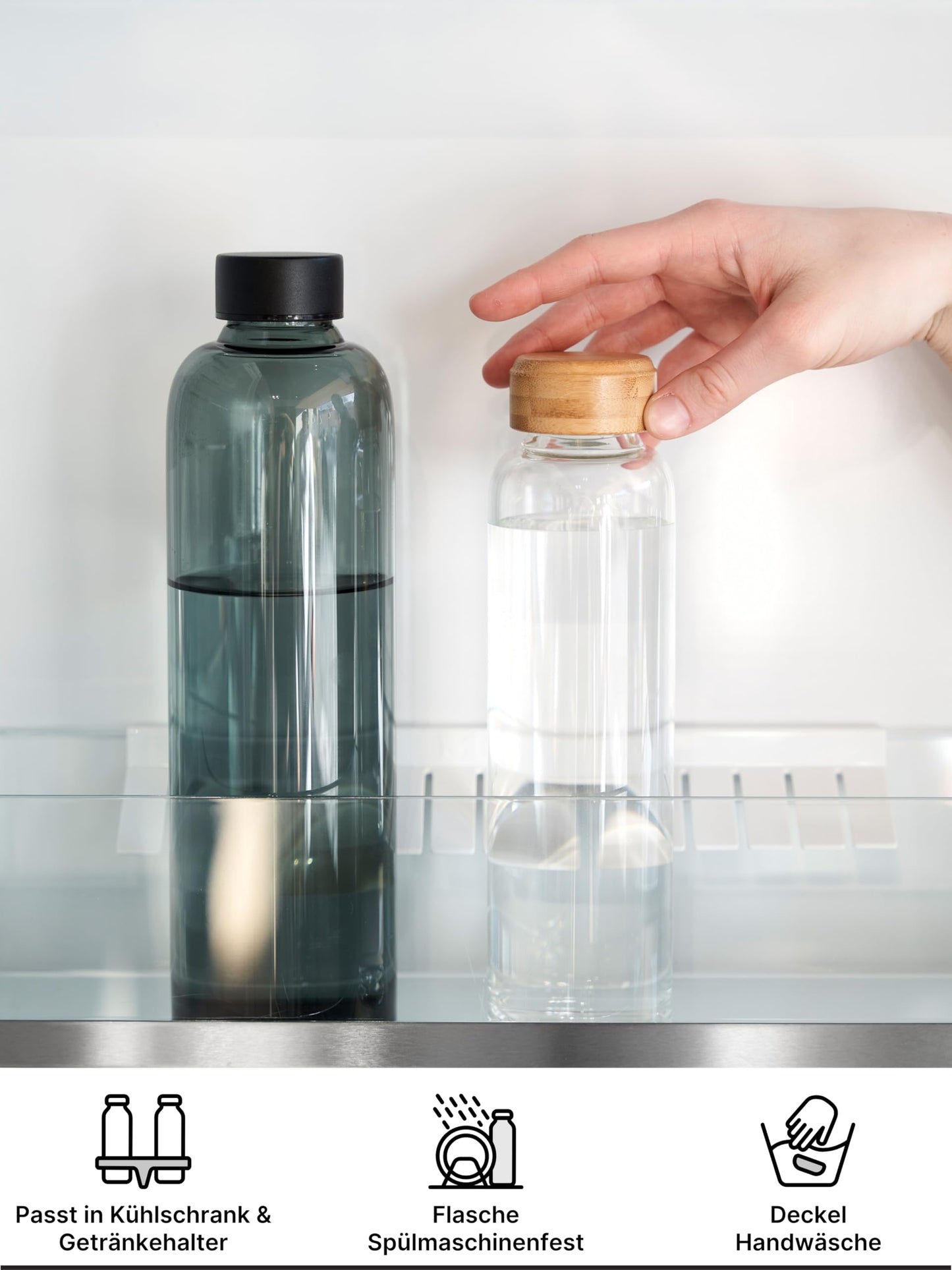 Spottle Glass Water Bottle 1L - Glass bottle available in 500ml, 750ml, 1 liter - Suitable for carbonated drinks - Dishwasher safe & leak-proof Glass Drinking Bottle