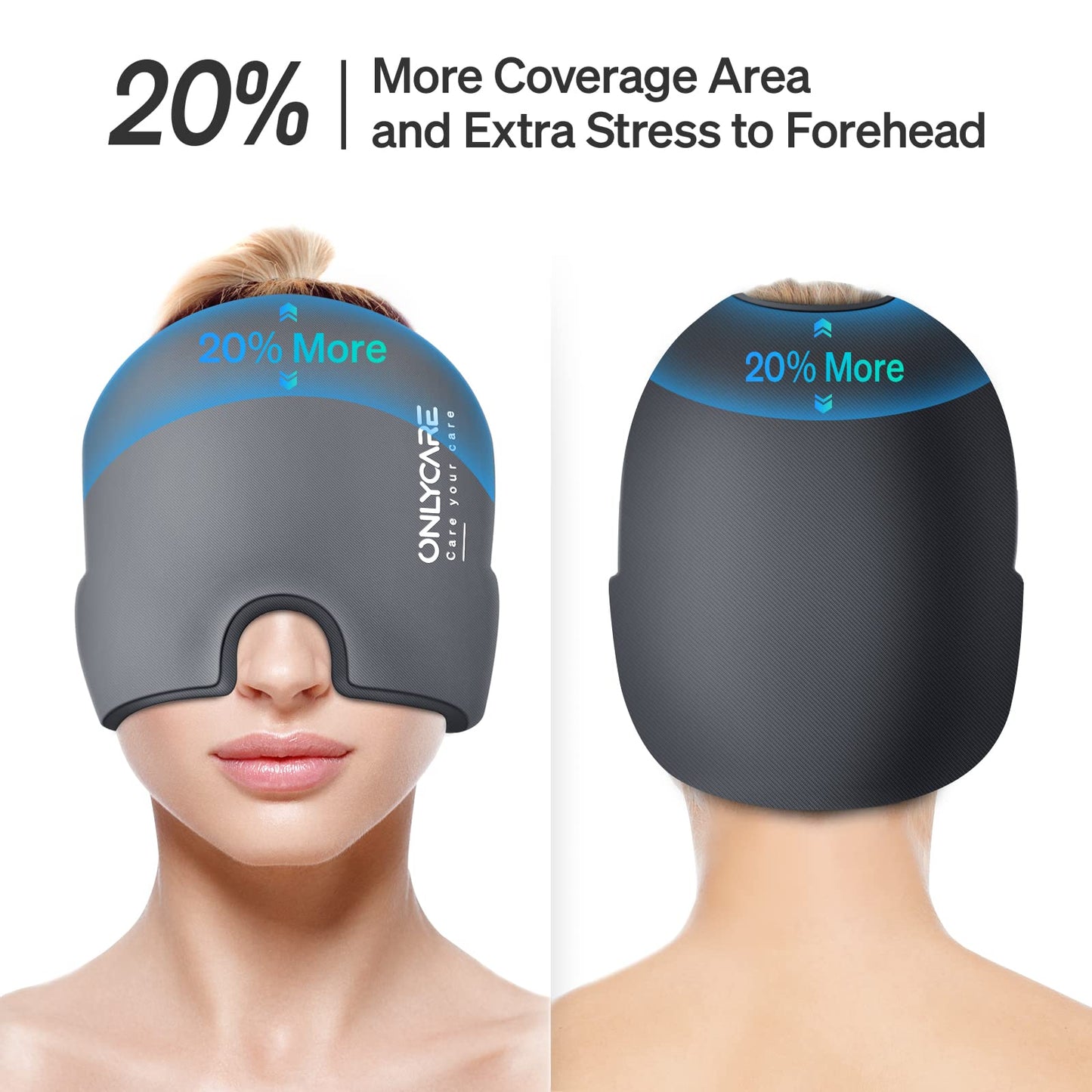ONLYCARE Migraine Mask, Upgraded Cooling Mask Sleep Mask Cooling Cap 360° Gel Surround cooling pads for migraine, headaches, pressure