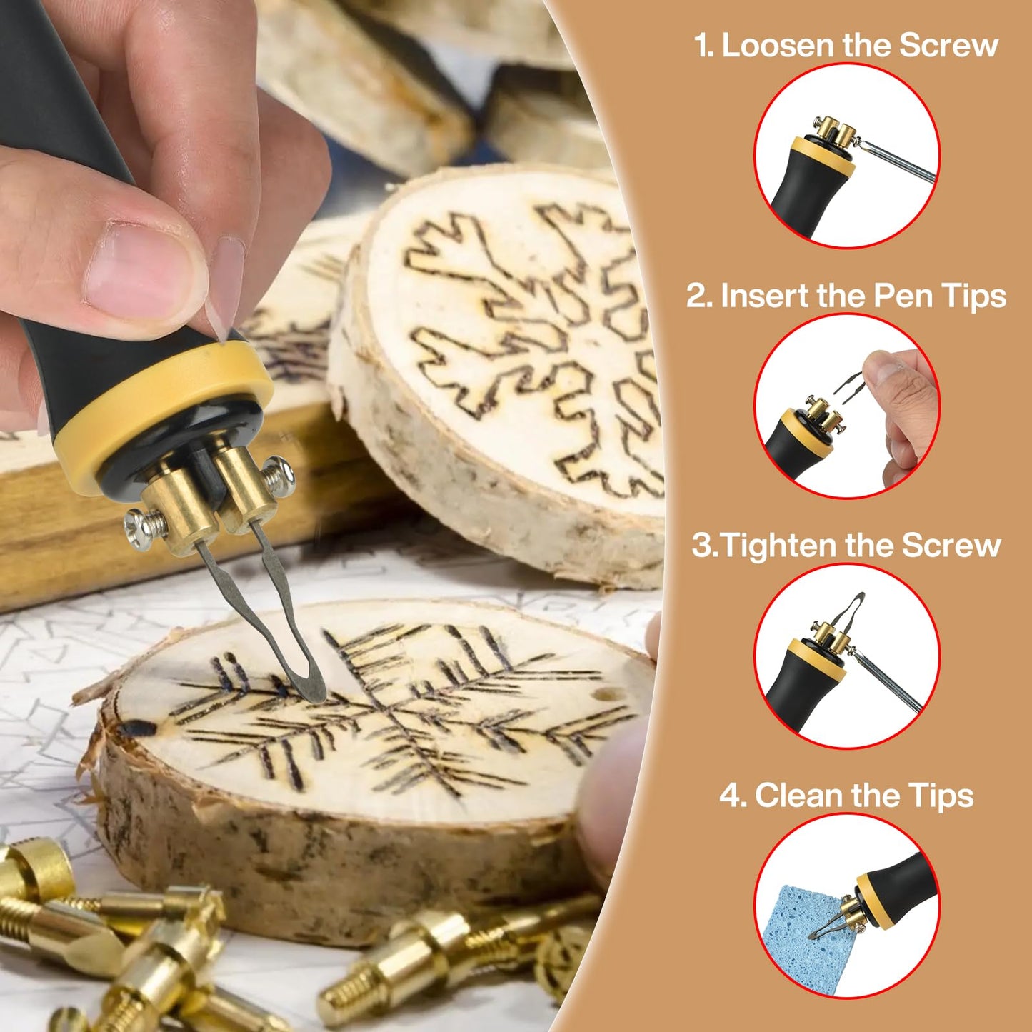 40W wood burning station Woodburning pen Set 8pcs Tips: professional wood burning kit with digital display, machine Enhanced wood burning set