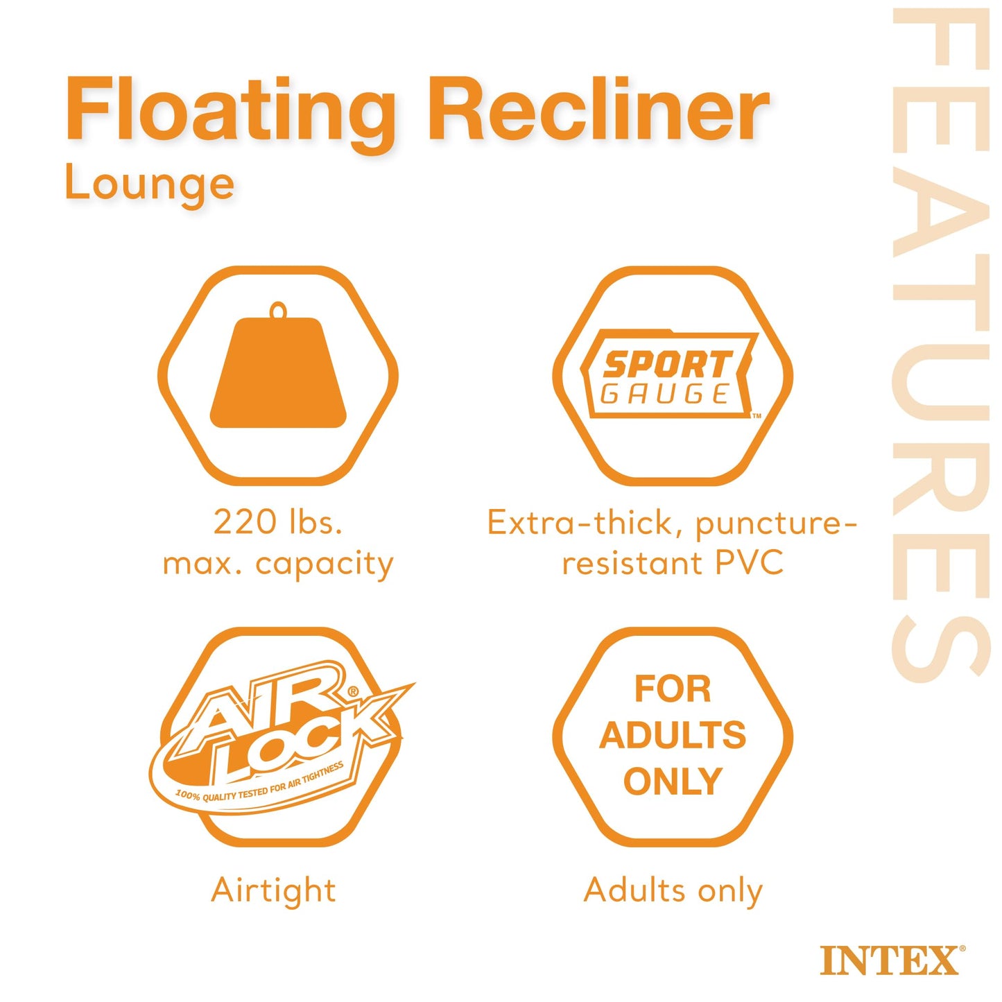 Intex Floating Recliner Lounge - Inflatable pool lounge, multicolor, 180 x 135 cm