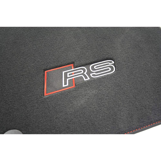 Audi 8S1863691FMUK Premium Velour Floor Mats TTRS (8S) Carpet Mats 2x front Fabric Mats RS Design, black/red