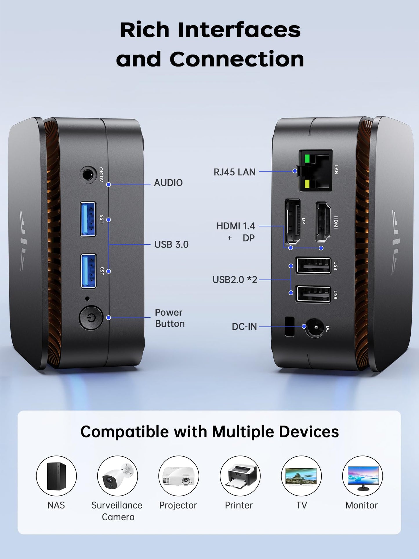 ACEMAGICIAN AK1PRO Mini PC with N95 3.4GHz, 16GB DDR4 RAM, 512GB M.2 SSD. Features 4K UHD HDMI+DP, dual-band WiFi/BT4.2/Gigabit Ethernet. Ideal for business, home theater, W11 Pro.