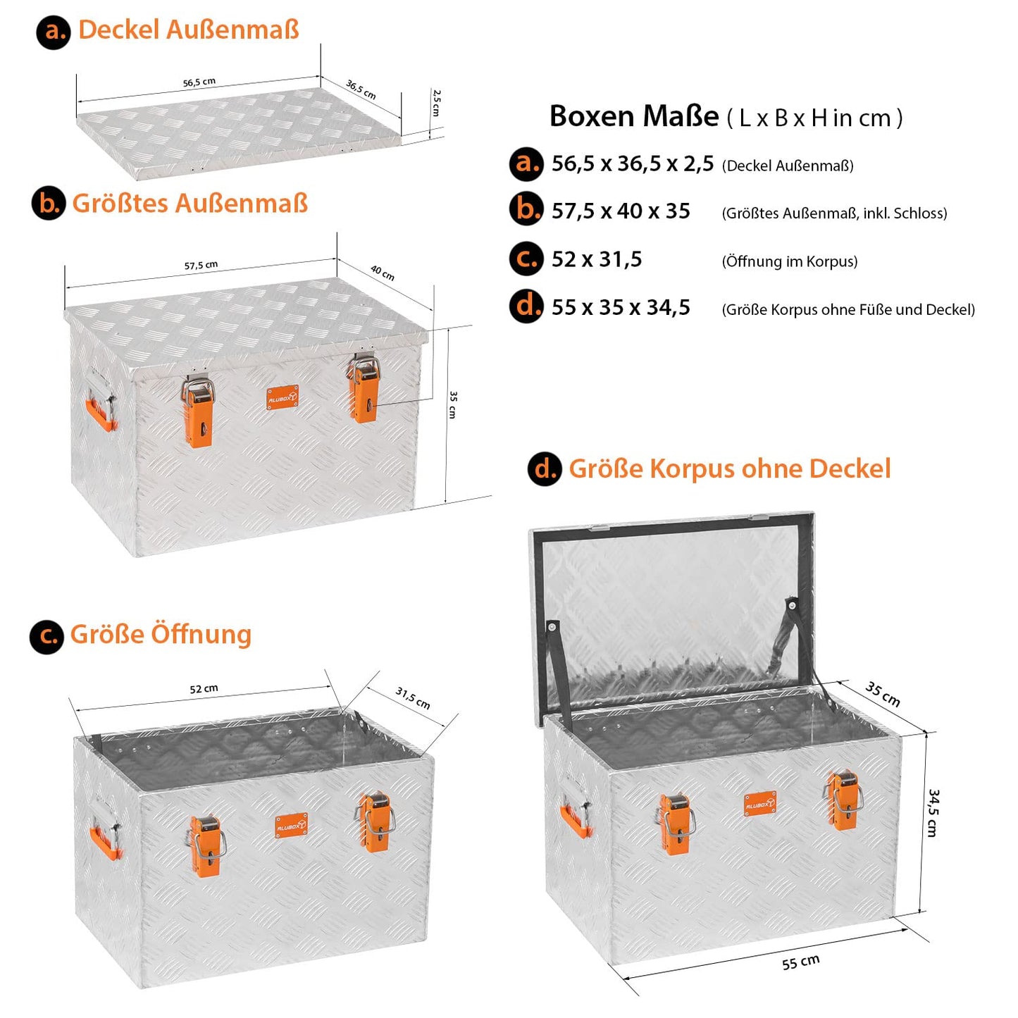aluminum toolbox corrugated plate ABX-RL67 aluminum 1.5mm toolbox lightweight and durable 67 liters