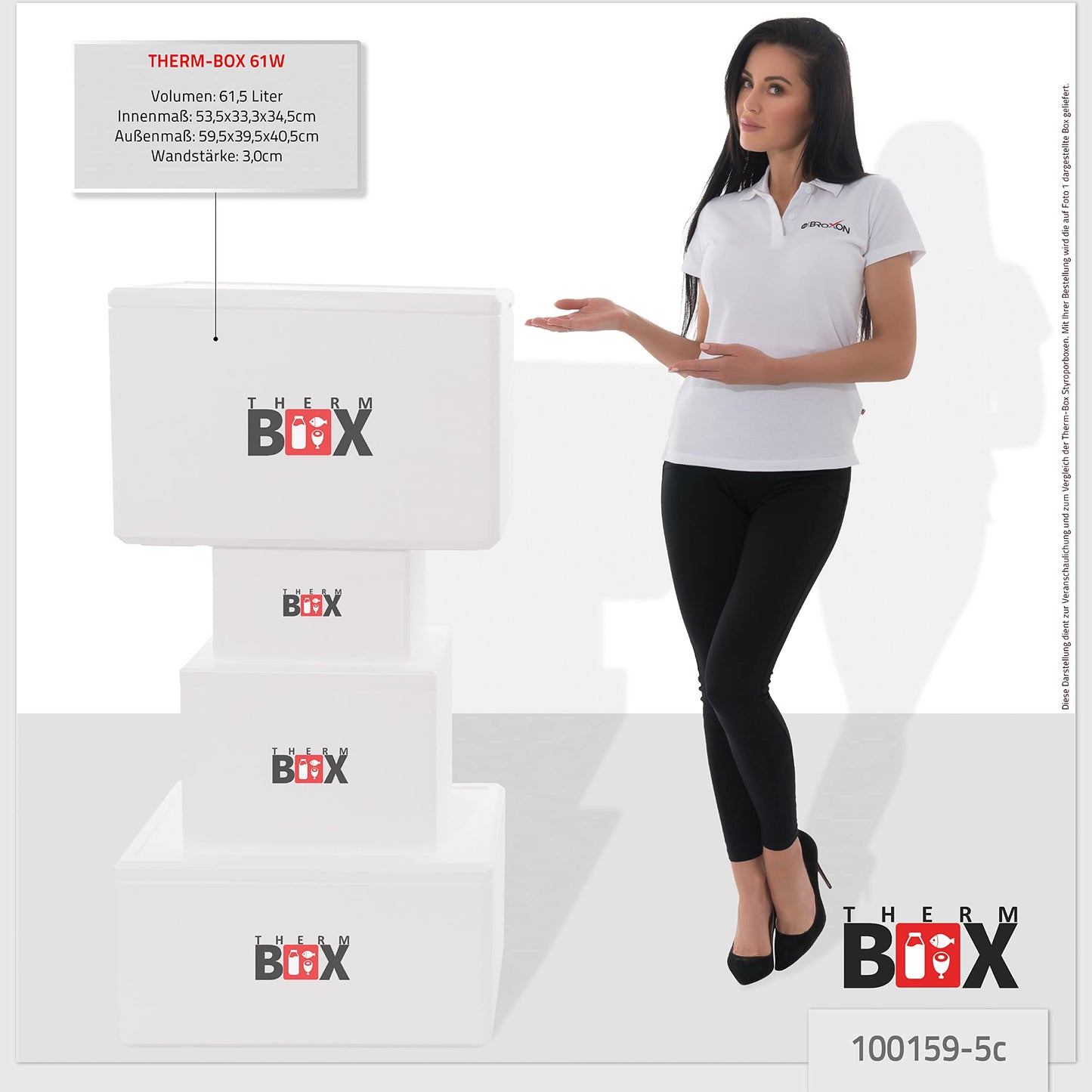 THERM-BOX Styrofoam box 61W with 5 cooling elements for cooler 61.5L Interior: 53x33x34cm Transport box Thermal container Reusable