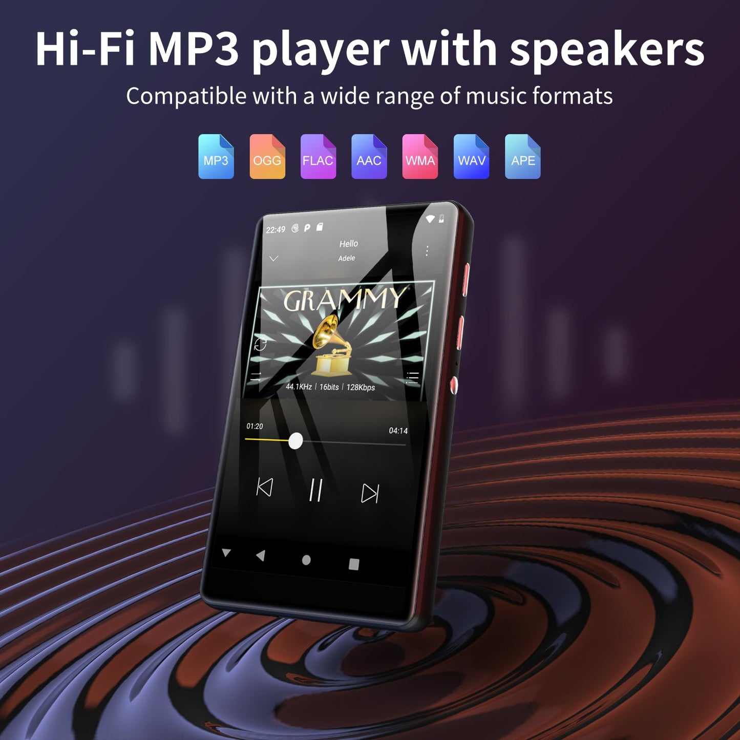 80GB MP3 player with Bluetooth and WiFi, SWOFY Hi-Fi 4.0 inch touchscreen MP3 MP4 player, portable stereo, Android MP3 player with Spotify, Amazon Music, FM radio, recorder, e-book, browser (black)