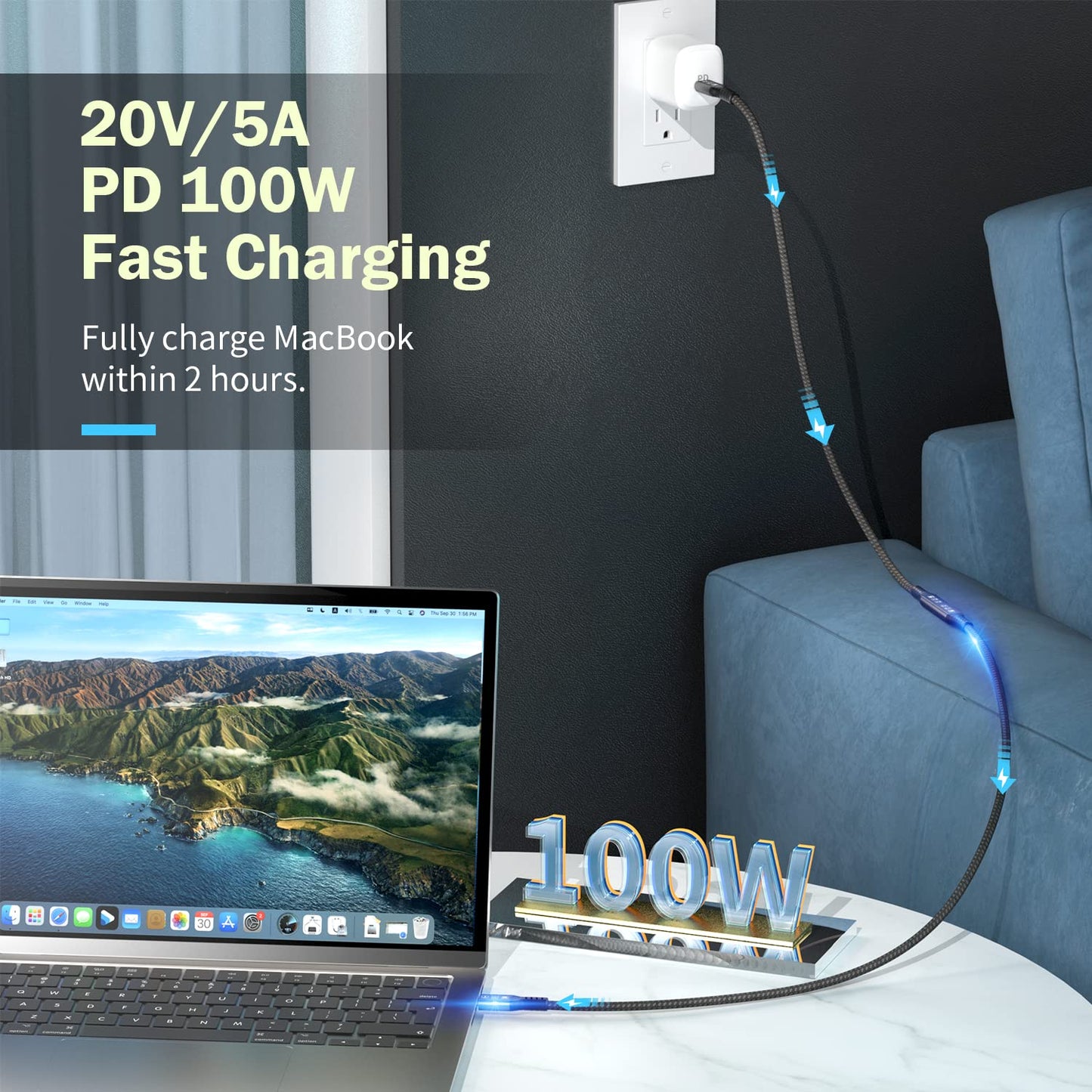 Angusplay USB C Thunderbolt 4 Extension 40Gbps, USB 4 Extension Cable, 8K 60Hz Display/100W Charging Compatible with Thunderbolt 4/3, USB4/3, Type C, for Mac MacBook Pro, external SSD eGPU, 0.8m