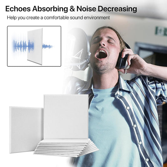 Acoustic Panels Self-Adhesive Felt, 12 Pieces Wall, Ceiling, Door Sound Absorber for Studio, Living Room, Kids Room, TV, Office, Bedroom, Acoustic Panels White, 30 x 30 x 0.9cm, 1.08㎡