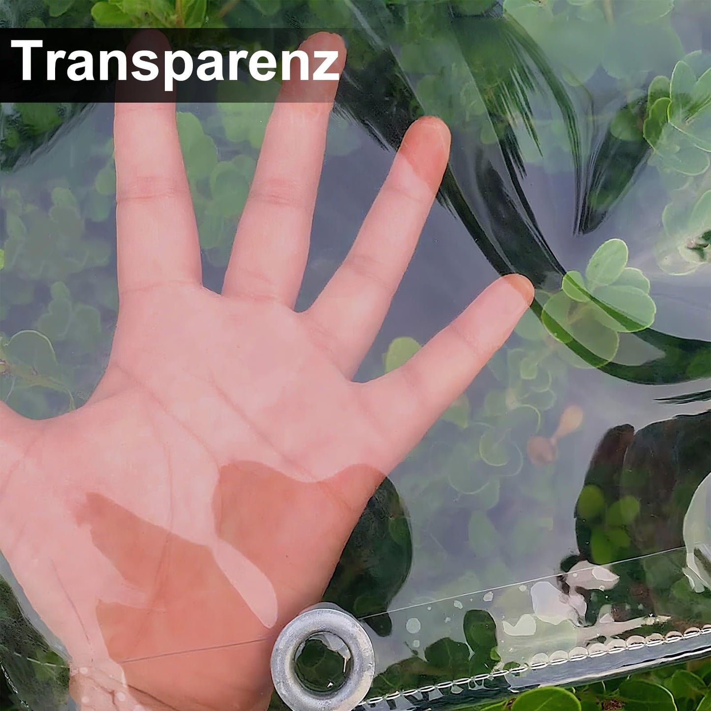 Waterproof, Tear-resistant Transparent Tarpaulin with Eyelets, 0.3mm thick Multifunctional PVC Protective Cover, for Car, Camping, Garden Furniture, with Rope and Cable Ties, 420g/m² (2.4X3M)