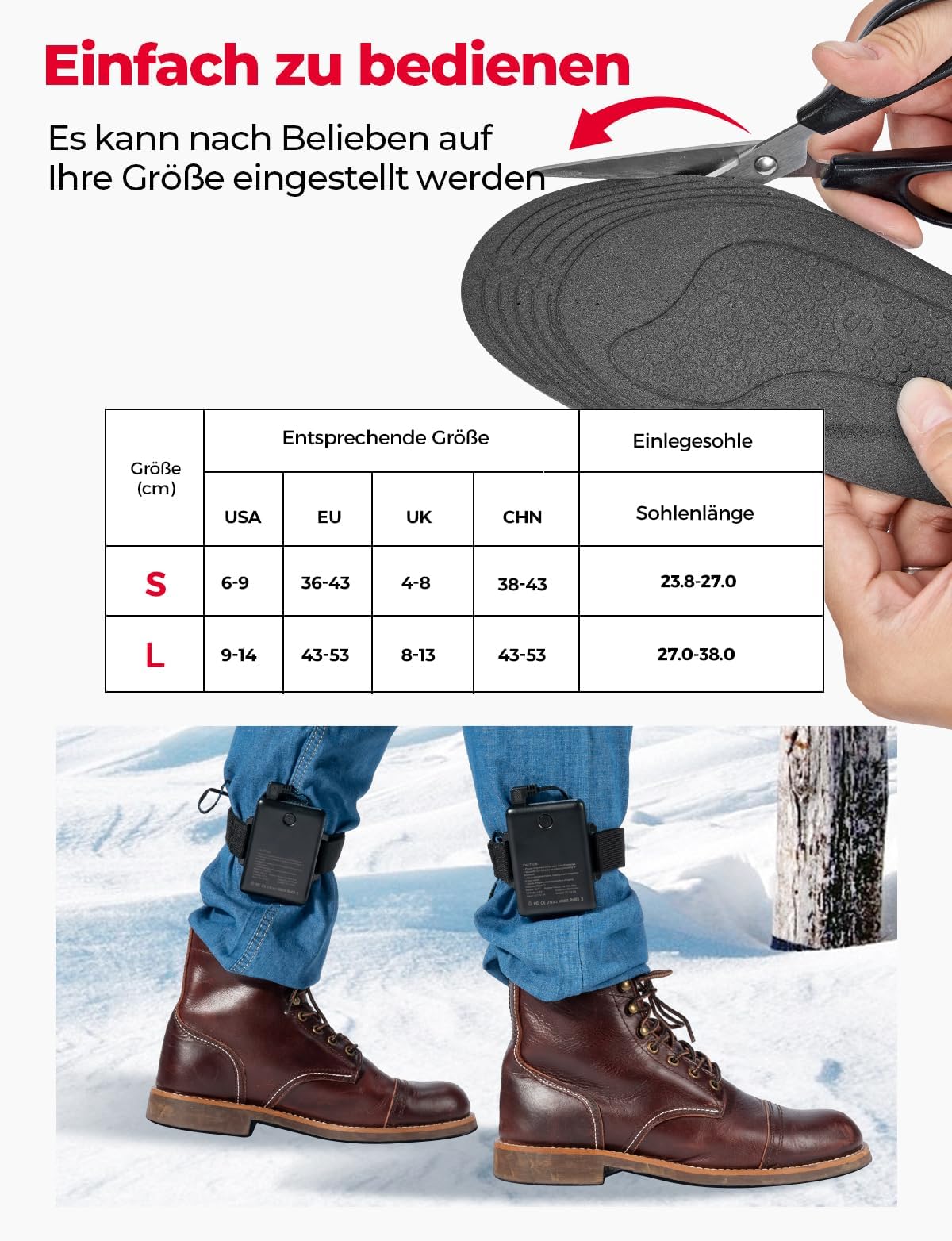 KEMIMOTO Heated Insoles with APP Control, 5V 5000mAh Heated Insoles with Battery, Remote Control, Rechargeable Thermal Insoles Men Women, for Skiing, Hunting, Hiking, Camping, Outdoor