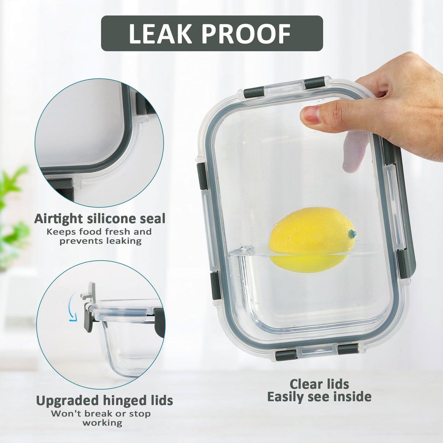MCIRCO 8 Packs 860ml Glass Food Storage Containers Set - Dishwasher, Microwave & Freezer Safe - Leakproof.