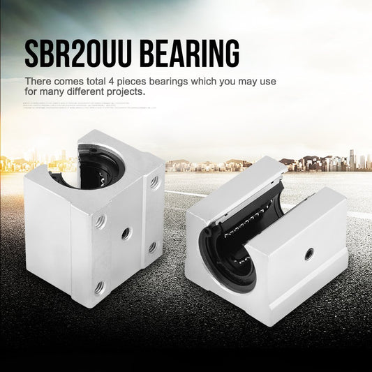 4 pieces SBR20UU aluminum alloy open linear motion bearing slide block 3D printer CNC parts 20x39x11mm