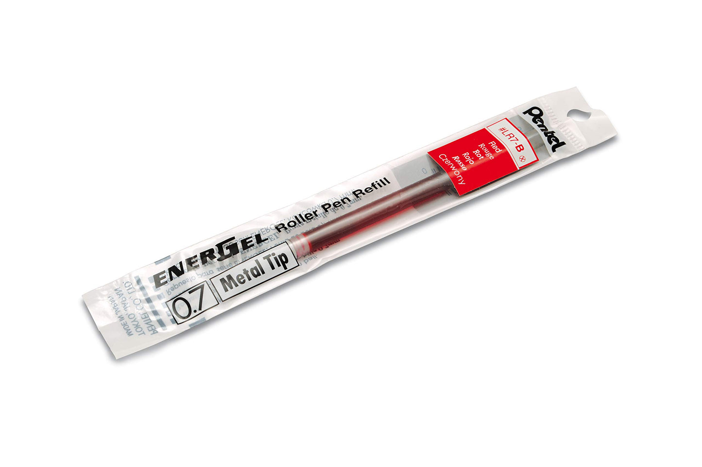 Pentel BL77-12 EnerGel Gel Ink Rollerball Pen with 0.7mm ball diameter = 0.35mm line width, 12 pack & LR7-BX refill for EnerGel pens 0.7mm ballpoint, red, 12 pack