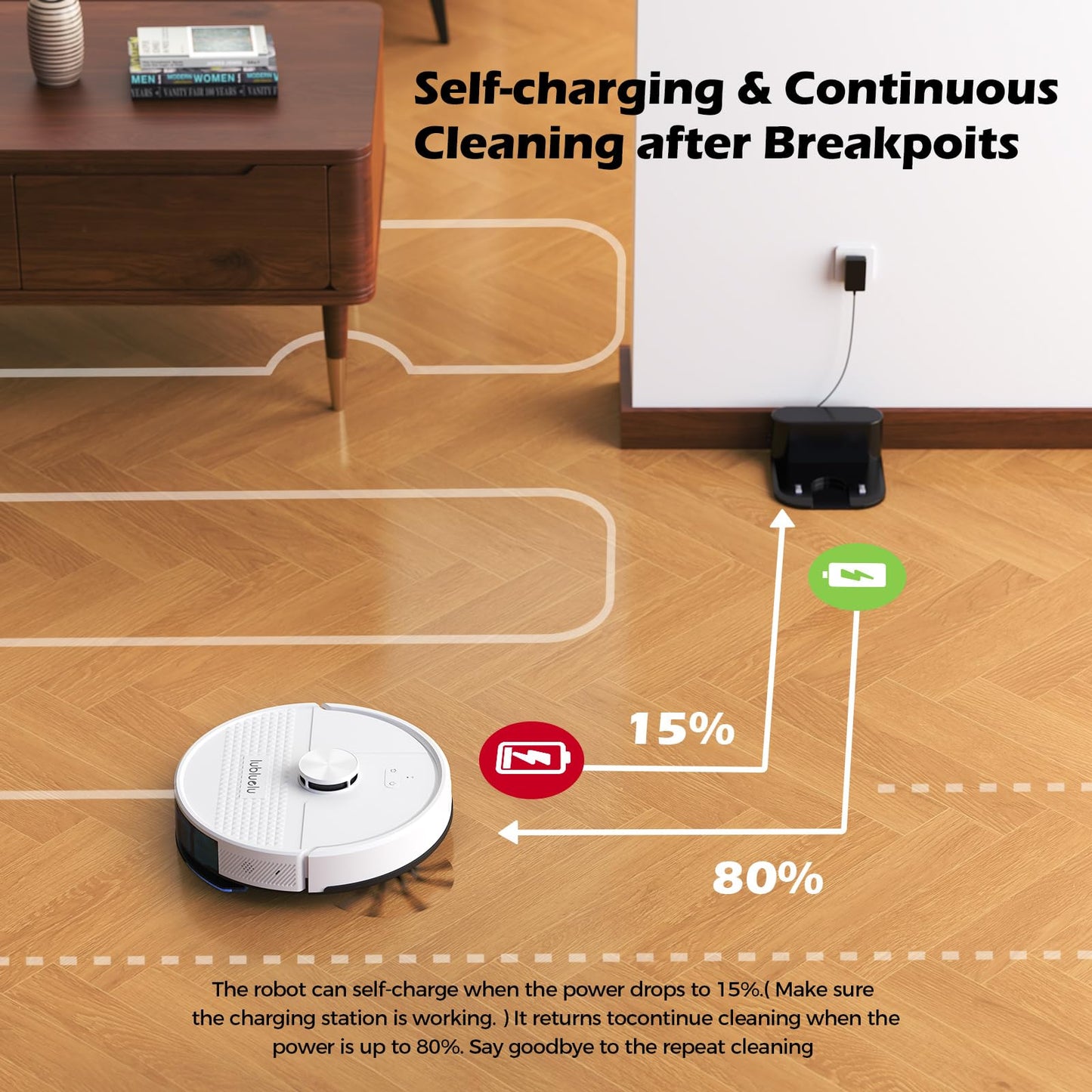 Lubluelu 3-in-1 robot vacuum with mopping function, 4500Pa suction power, laser navigation, anti-blocking technology, 150 min runtime, APP control, 24 No-Go zones (White)