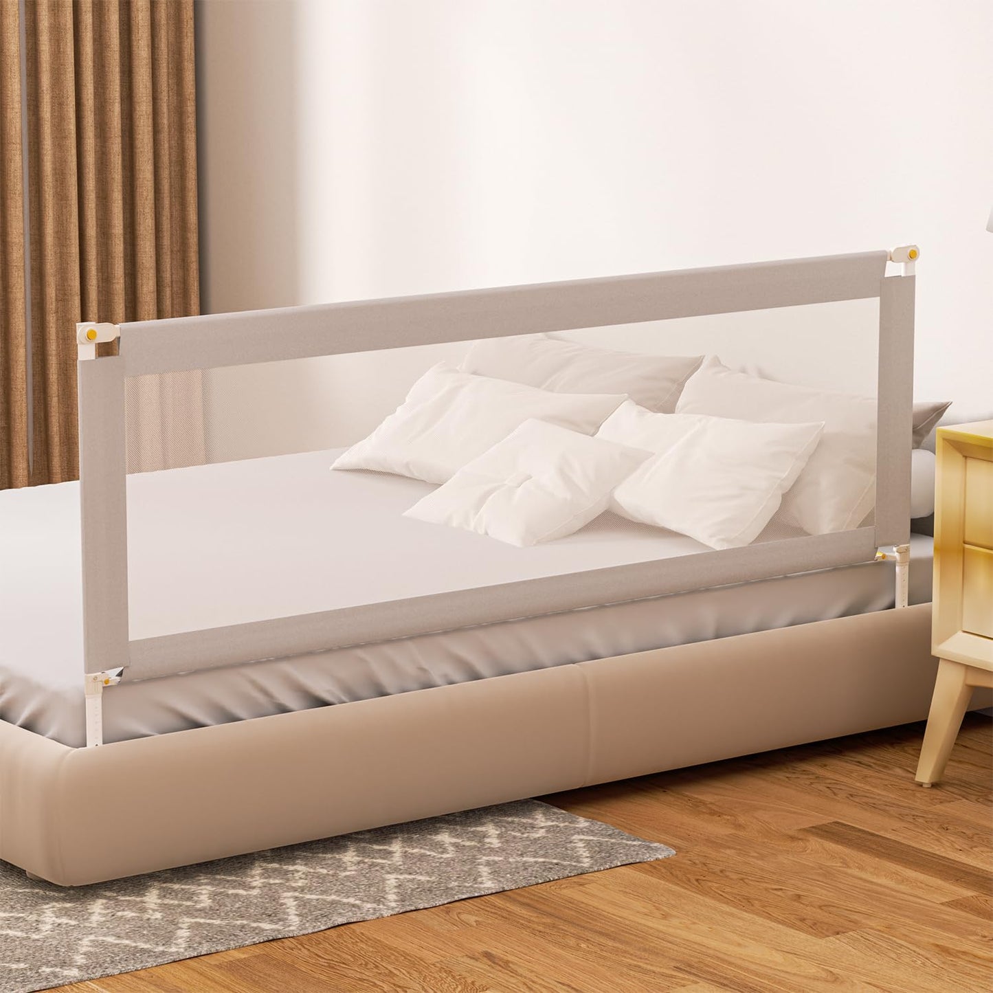 Daromigo 180 cm bed rail, foldable bed guardrail, adjustable height 68-95cm, baby bed guardrail for parents' beds and children's beds.