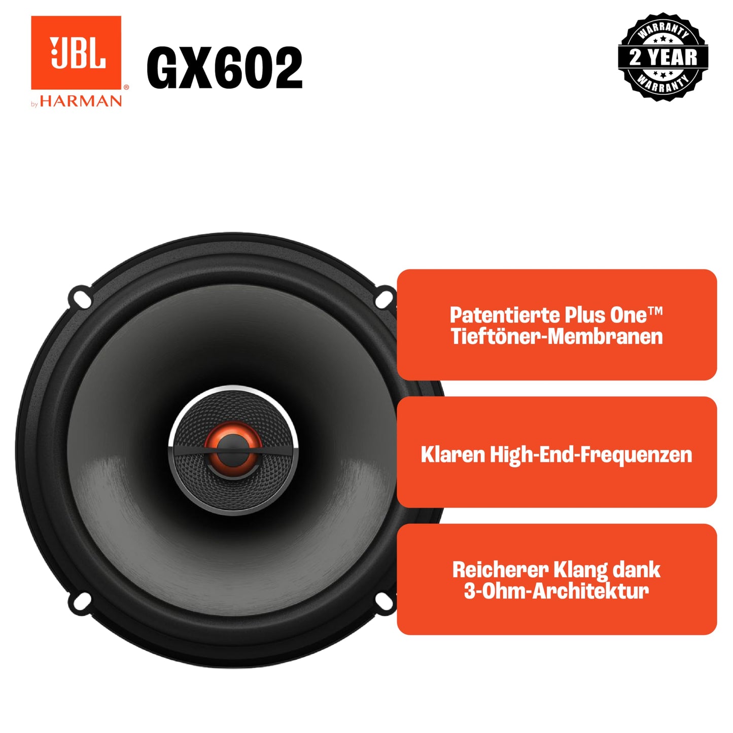 JBL GX602 2-way car speaker set from Harman Kardon - 180 watts car sound system car speakers boxes 16-17 cm (6-1/2 inches)