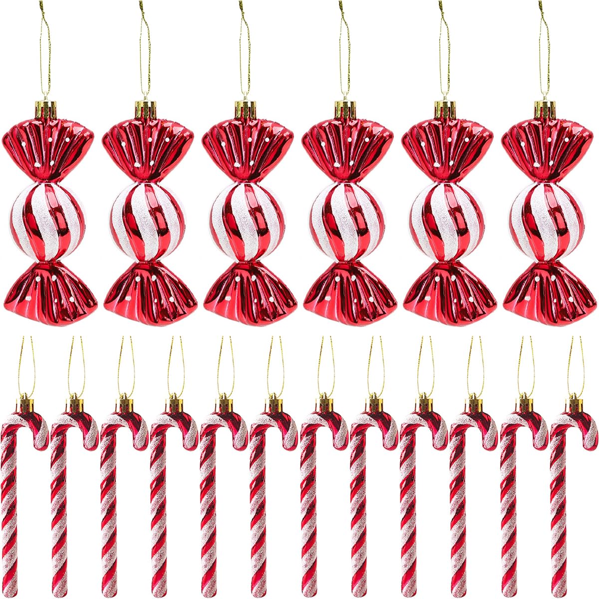 18 candy canes Christmas decor Christmas ornaments Candy canes decor Glitter Christmas tree decorations Red & White Cute Christmas charms Tree decorations