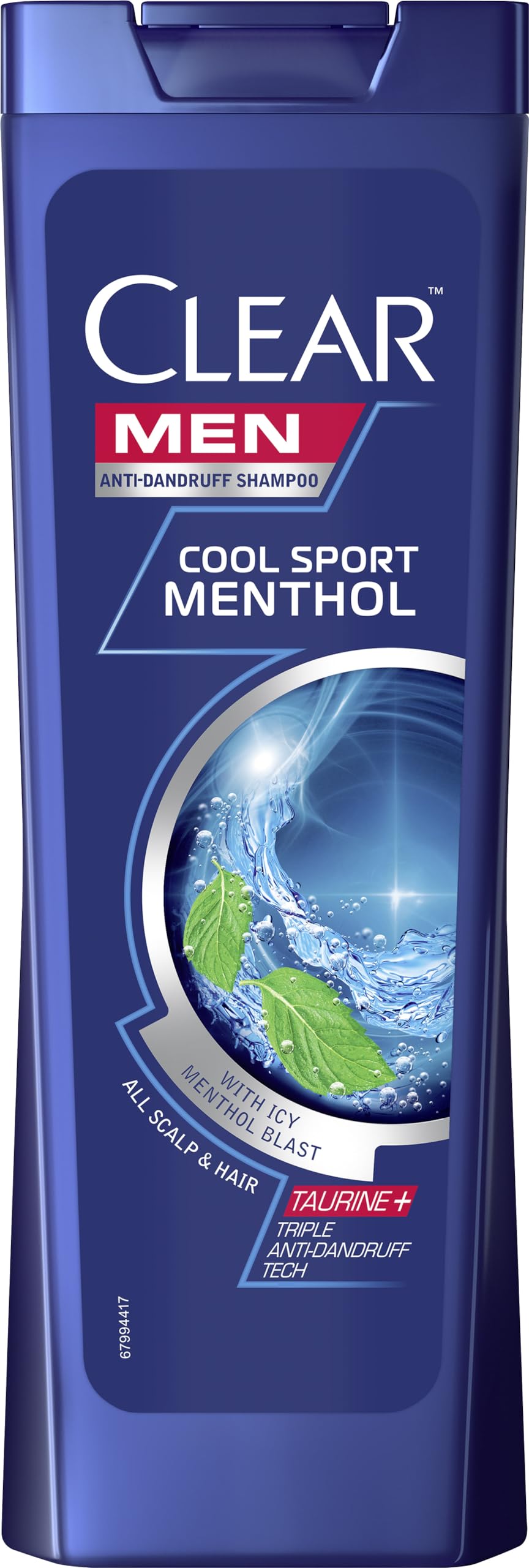 3x400ml CLEAR Men Shampoo Anti-Dandruff Cool Sport Menthol for men, Taurine+, normal hair, value pack