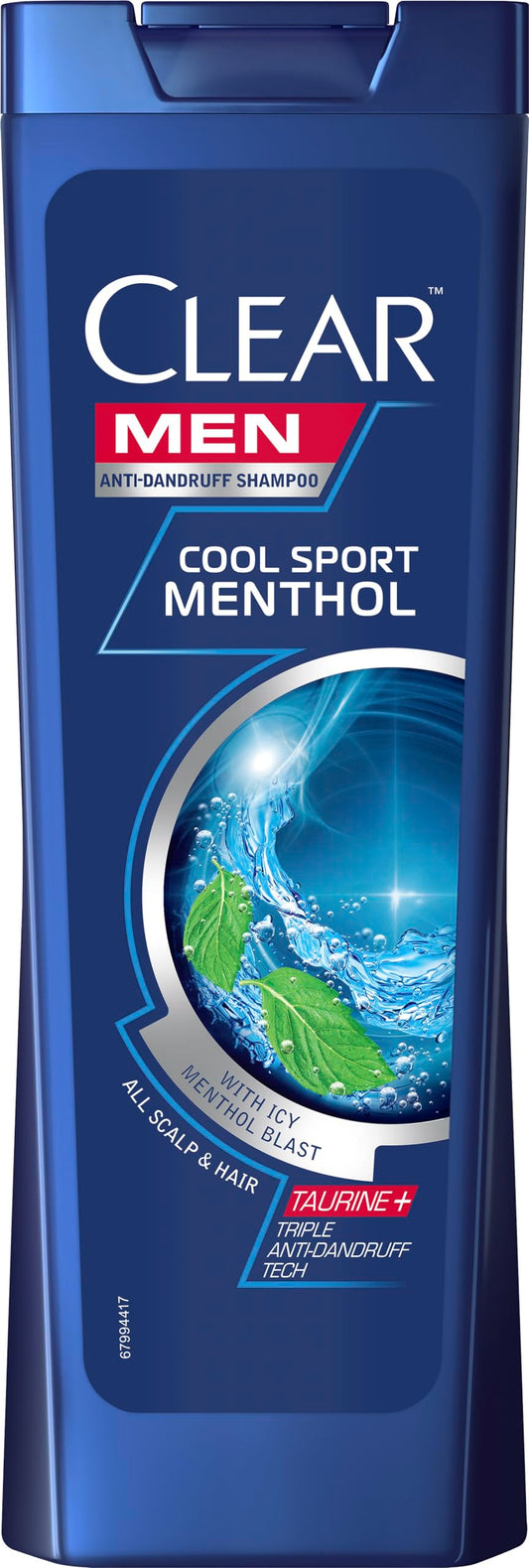 3x400ml CLEAR Men Shampoo Anti-Dandruff Cool Sport Menthol for men, Taurine+, normal hair, value pack
