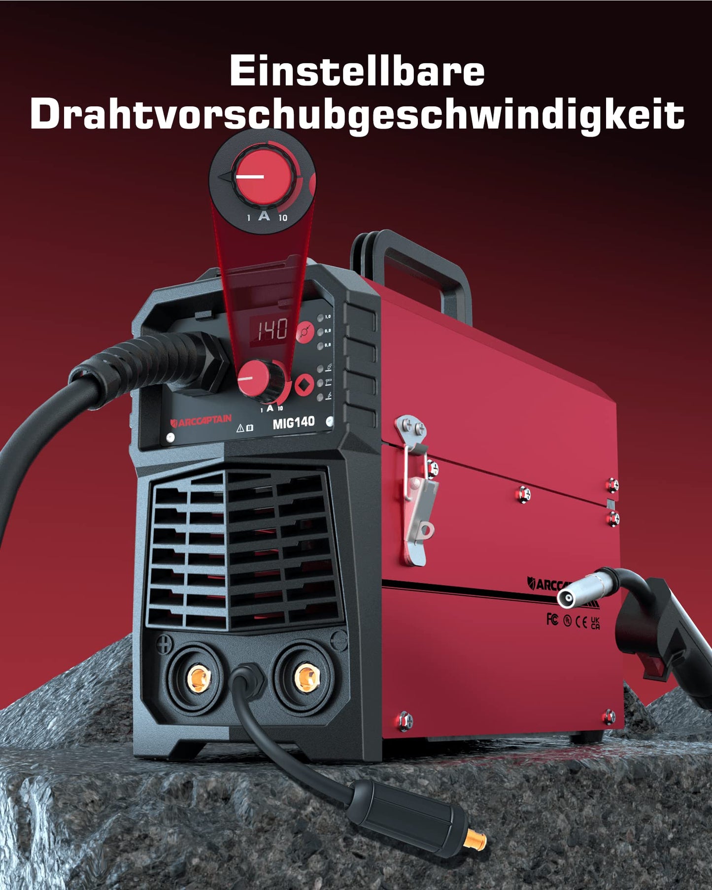 ARCCAPTAIN MIG MAG Shielding Gas Welding Machine IGBT 140A AC230V, 5 in 1 Combo Welding Machine with Flux Core Wire (FCAW)/MMA Stick/Lift TIG with Synergic Wire Feed, comes with 1kg of 0.8mm Flux Core Wire.