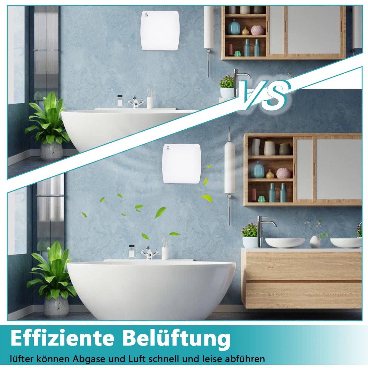 Gimisgu Bathroom Exhaust Fan with Moisture Sensor. Quiet 100mm exhaust fan with timer and backdraft damper. Wall-mounted fan for kitchen, WC, and bathroom. White color.