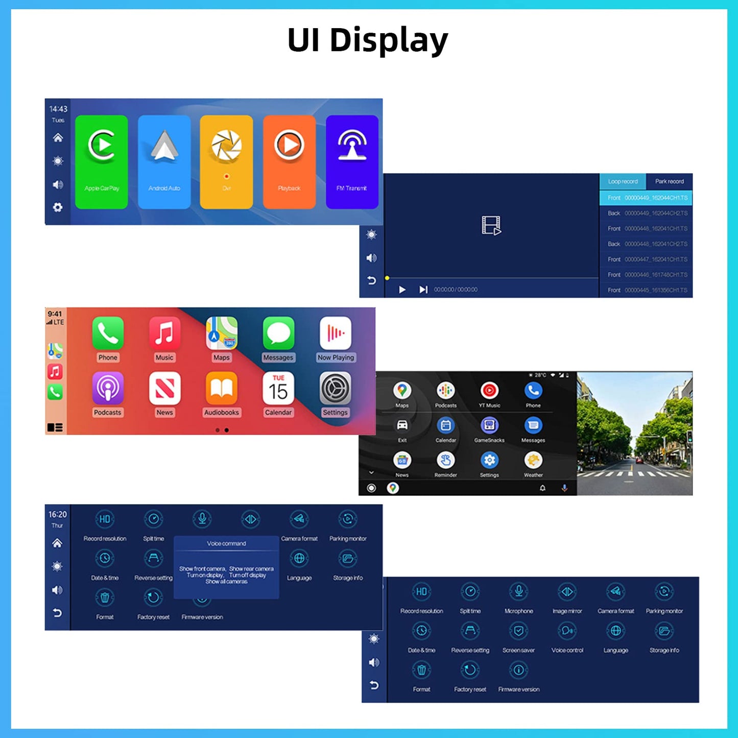 Hodozzy Car Radio Portable CarPlay Wireless Android Auto with Dashcam Front 9.3 Inch Touchscreen Display CarPlay Screen Car Bluetooth Digital Media Receiver Navigation Video Recording Rear View Camera