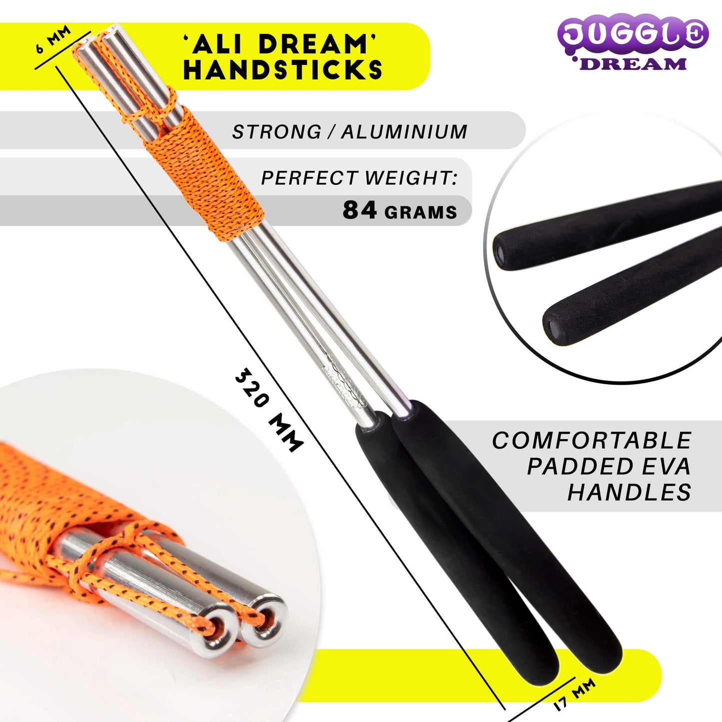 Juggle Dream Jester Diabolo Set - ball bearing axle professional diabolo with aluminum handsticks and online learning video - juggling toy (multicolor)