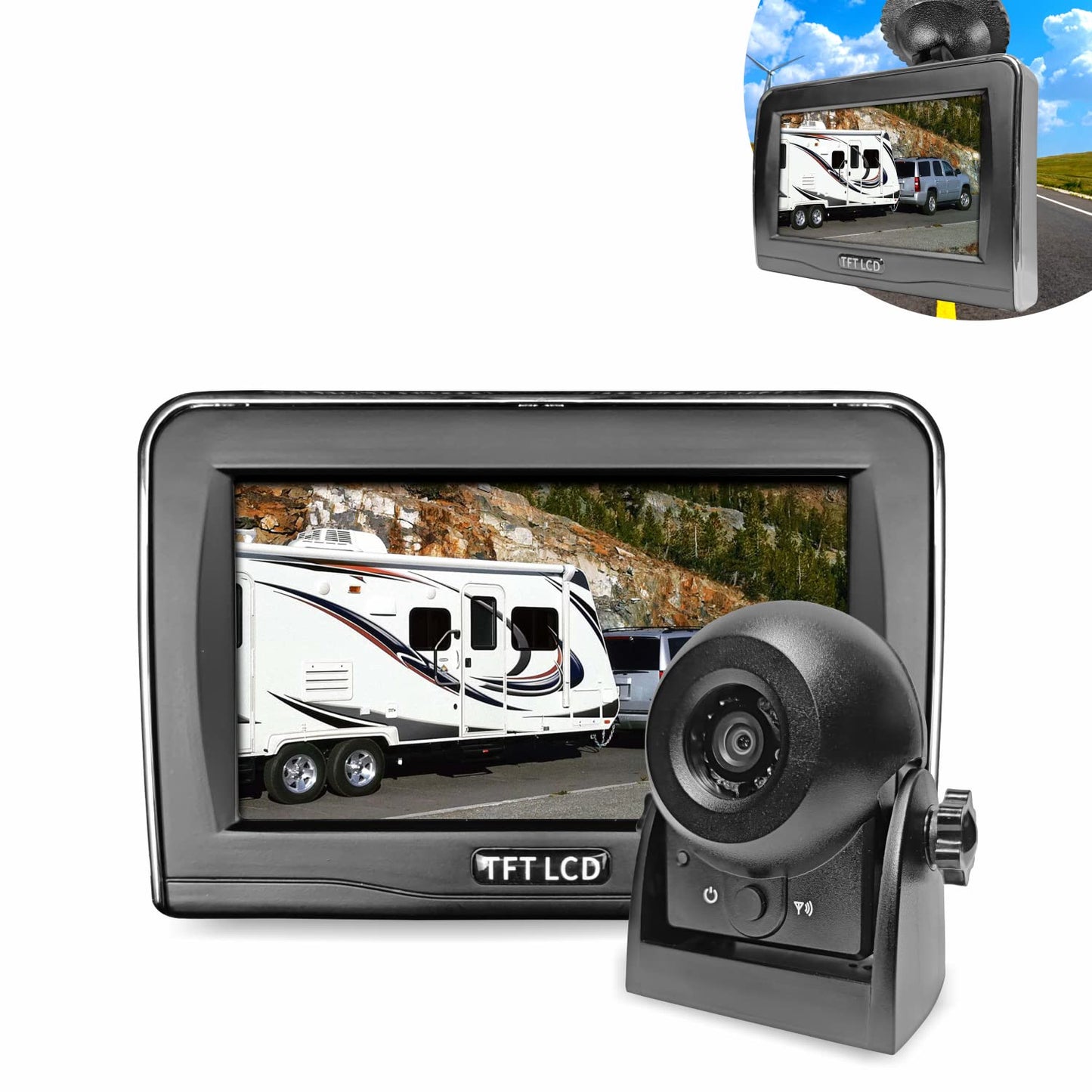 MHCABSR WiFi Wireless Magnetic Hitch Camera Backup with 4.3 Inch LCD Monitor Display Rear View for Gooseneck Horse Trailer Boat RV Camper Car