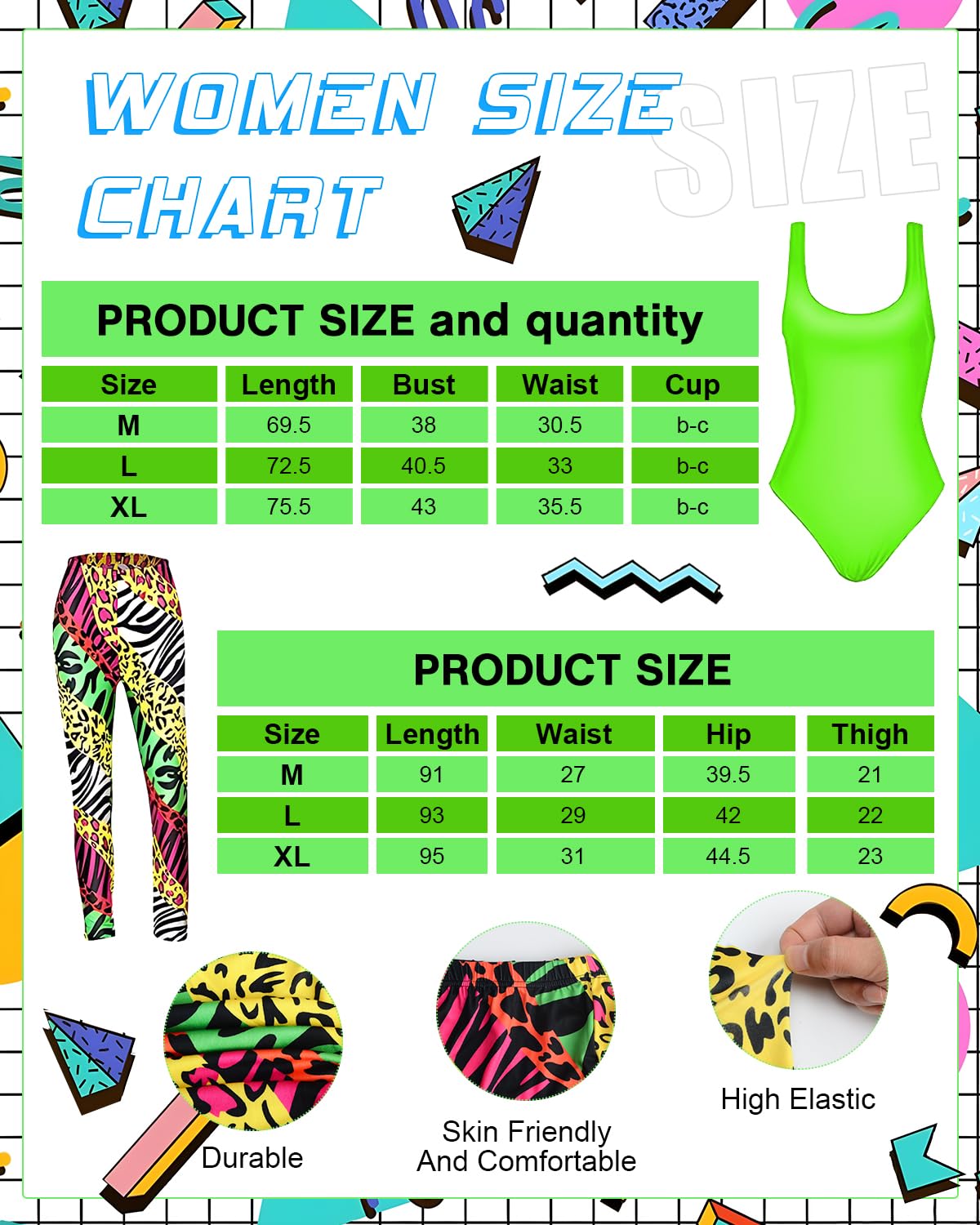 BIQIQI 80s Outfit Women Set Retro Tracksuit Costume 80s 90s Clothing Costume Accessories Clothes Jersey, Leggings, Headband, Bracelets, Leg Warmers, Earrings, Fanny Pack