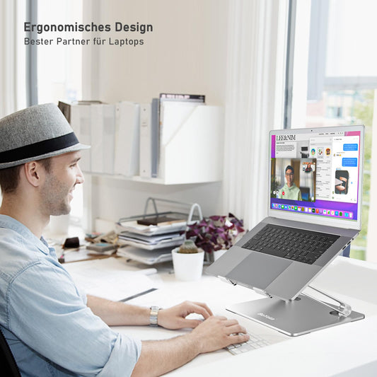 Boyata laptop stand, multi-angle laptop stand with heat-vent, adjustable notebook stand compatible for laptops (10-15 inch) including MacBook Pro/Air, Dell, HP, Samsung (Silver)