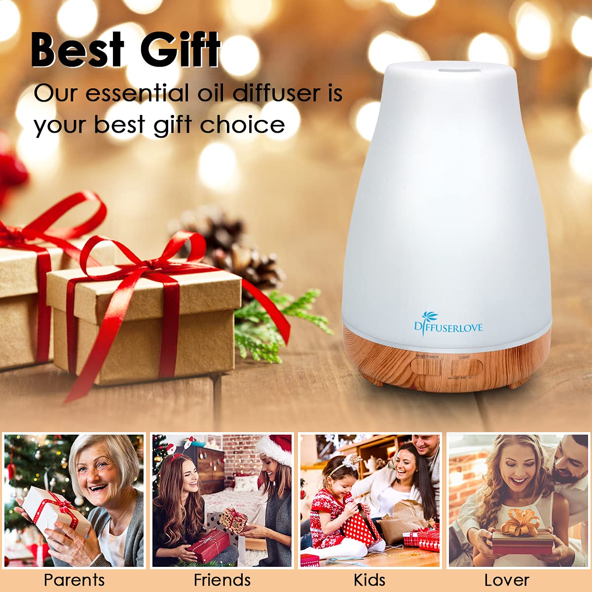 300ml diffuser remote control essential oil diffuser ultrasonic humidifier with 7 color LED, timer setting, auto-off