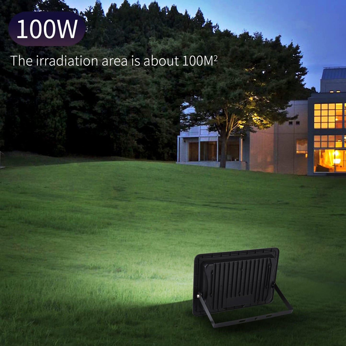 100W Floodlight: 6000K Cool White Super Bright 10000LM IP66 Waterproof LED spotlight for backyard/stadium/workshop outdoor lighting (4pcs, 100W)